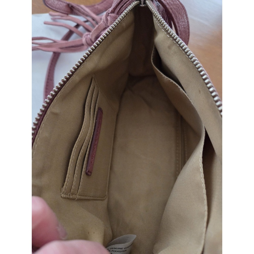 Lucky Brand Erma Crossbody Fringe Leather Purse Hobo Hippie Pink Decco Rose - Picture 7 of 14